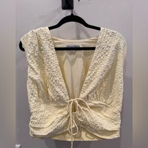 Abercrombie & Fitch Tie-Front Crop Tank Top (Yellow, L)